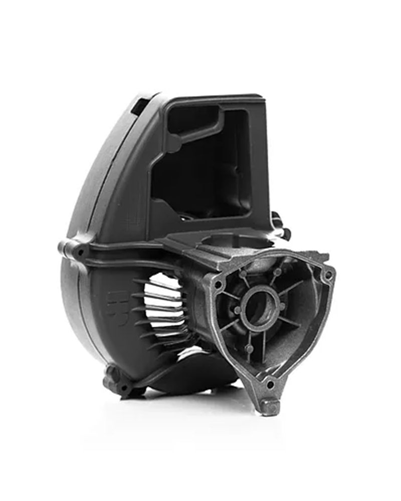 Black-finished aluminium die-cast housing